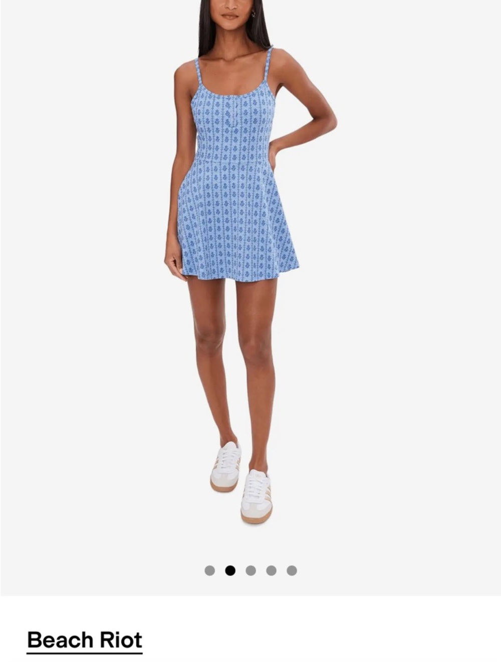 Beach Riot Light Blue Printed Scoop-Neck Mini Dress